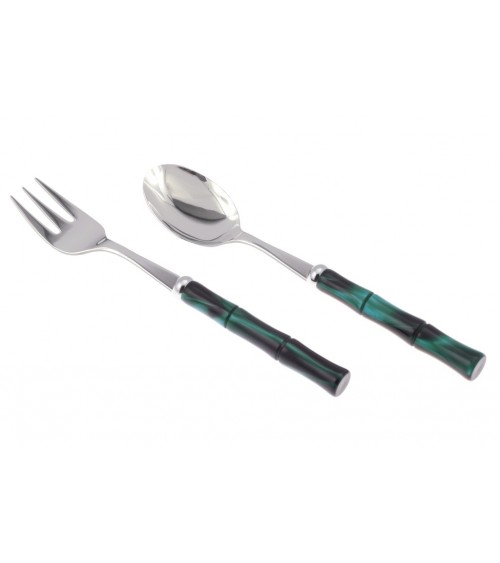 Set of 2 Bamboo Serving Fork and Spoon - Rivadossi Sandro -