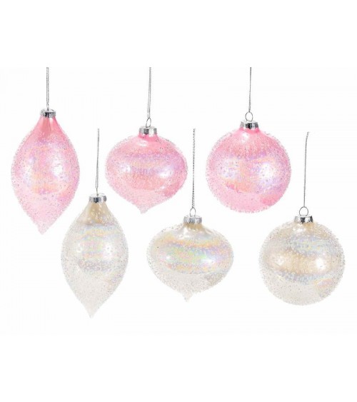 Frozen and Pearly Effect Glass Balls - Set 12 Pieces -  - 