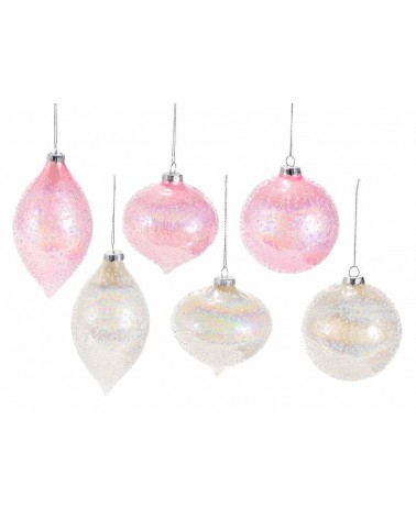 Frozen and Pearly Effect Glass Balls - Set 12 Pieces -  - 