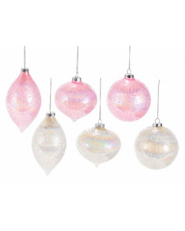 Palline in Vetro Effetto Frozen e Perlato - Set 12 Pezzi - 