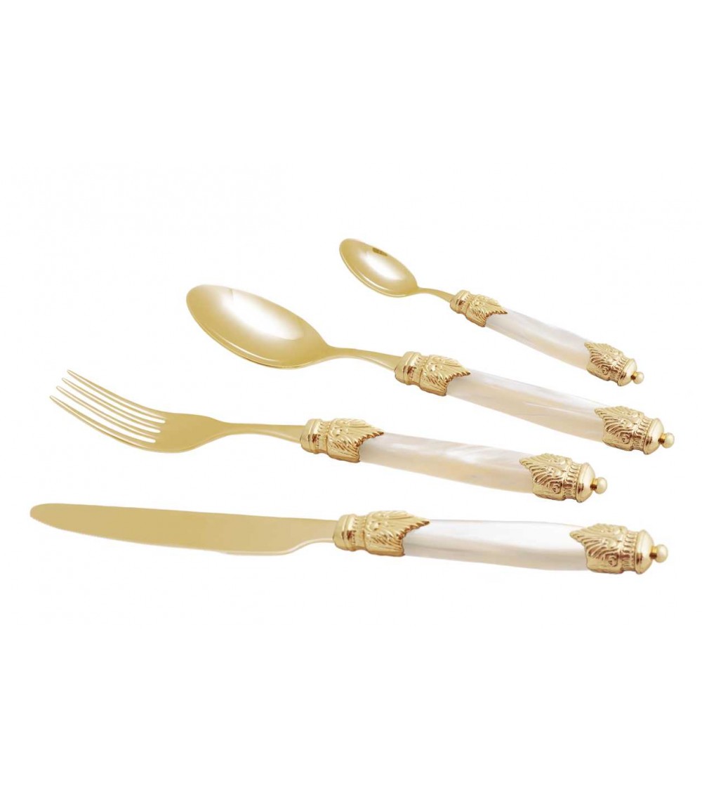 Online Shop Arianna Gold 24pcs Gold Pvd Cutlery Set - Rivadossi Sandro  ➤Modalyssa Color Ivory
