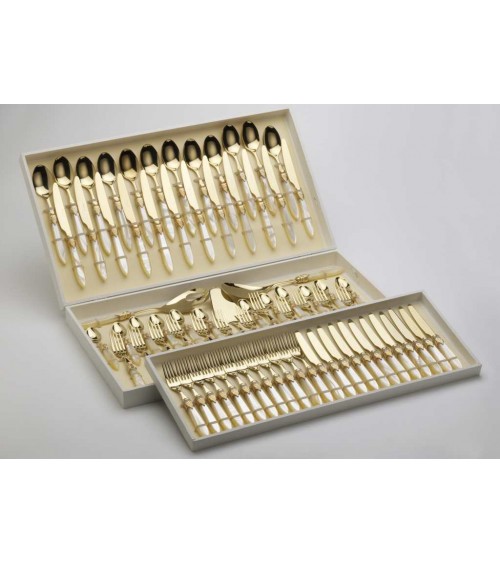 Golden cutlery pvd - Arianna Oro 75 pcs mother -of -perlated handle - Rivadossi Sandro -