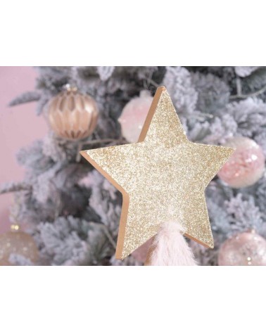 Set 2 Alberi di Natale in Legno e Eco - Fur con Stella Glitter - 