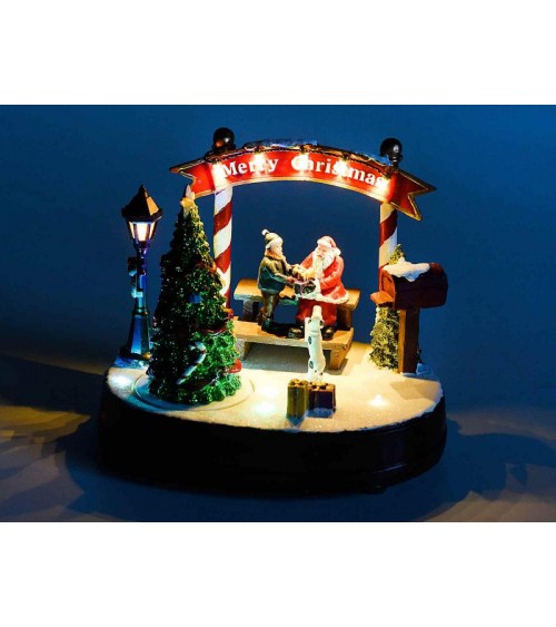 Paysage de Noël avec lumières blanches chaudes, musique et mouvement - 