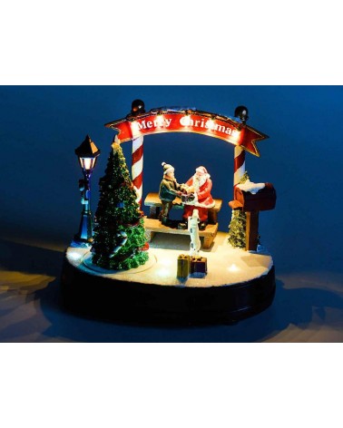 Paesaggio di Natale con Luci Bianco Caldo, Musica e Movimento - 