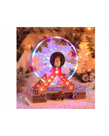 Roue en résine avec néons multicolores, musique et mouvement - 