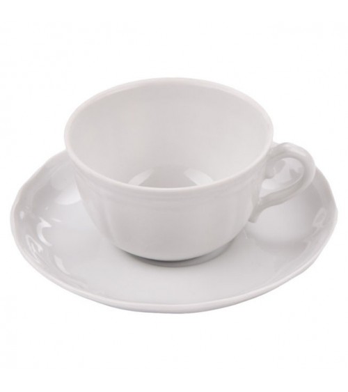 6 tasses à thé en porcelaine Alba avec soucoupes - 