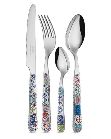 Set 24 Pcs Modern Cutlery - Mediterranean Majolica Decor -  - 