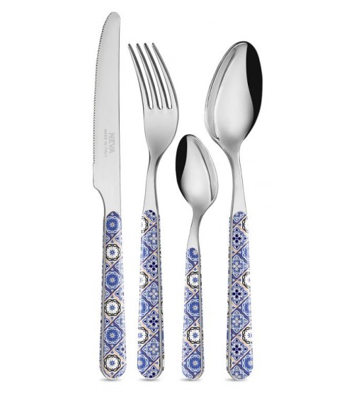 24 件套现代餐具 - 阿拉伯式花纹珐琅装饰 -