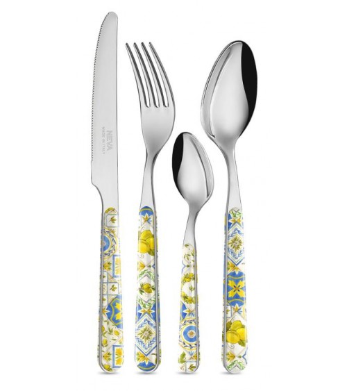 Service 24 Pcs Modern Cutlery - Majolica Decor - Sicily -  - 