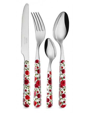 Provencal Cutlery Set - Roses Decor 24pcs Red - Neva -  - 