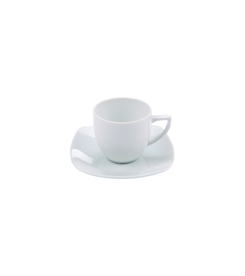 Carrè Teetasse mit Untertasse aus weißem Porzellan - 6 Stück - 