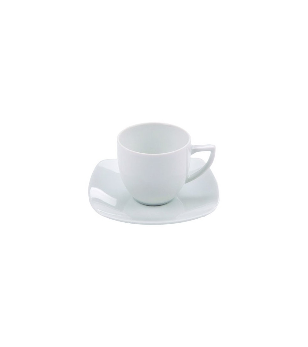 Carrè Kaffeetasse mit Untertasse aus weißem Porzellan - 6 Stück - 