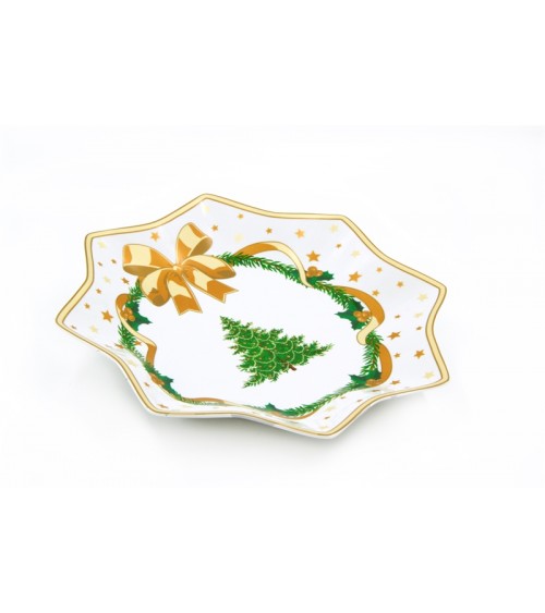 Piatto Panettone in Ceramica "Gold Christmas" - Royal Family - 