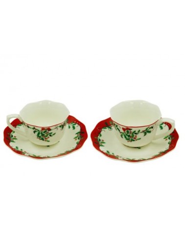 "Christmas" Porcelain Coffee Cup Service for 2 People - Royal Family -  - 