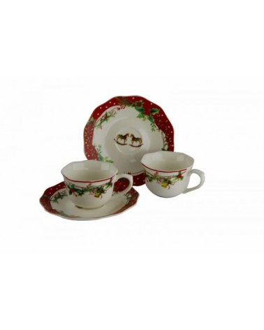"Christmas Dream" Porcelain Coffee Cup Service for 2 People - Royal Family -  - 