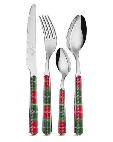 Tartan Weihnachtsbesteck 24er Set Grün / Rot - Neva Creative Cutlery - 1