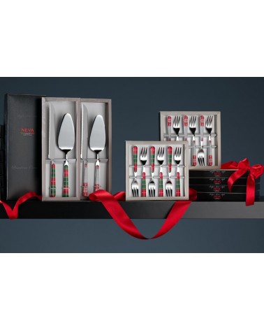 Tartan-Weihnachtsbesteckset 24-teilig Grün / Rot - Neva Posateria Creativa -
