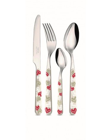 破旧圣诞餐具套装 24 件心形装饰 - Neva Posateria Creativa -