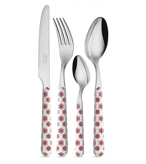 24 Piece Snowflake Christmas Cutlery Set White/Red - Neva -