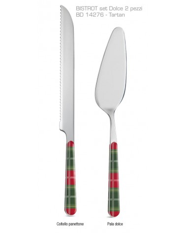 Set 8pcs Couverts Tartan Doux Noël Vert / Rouge - Neva Posateria Creativa -