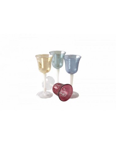 Set mit 4 Gläsern aus farbigem mundgeblasenem Glas und Florenz Gravur - Royal Family - 