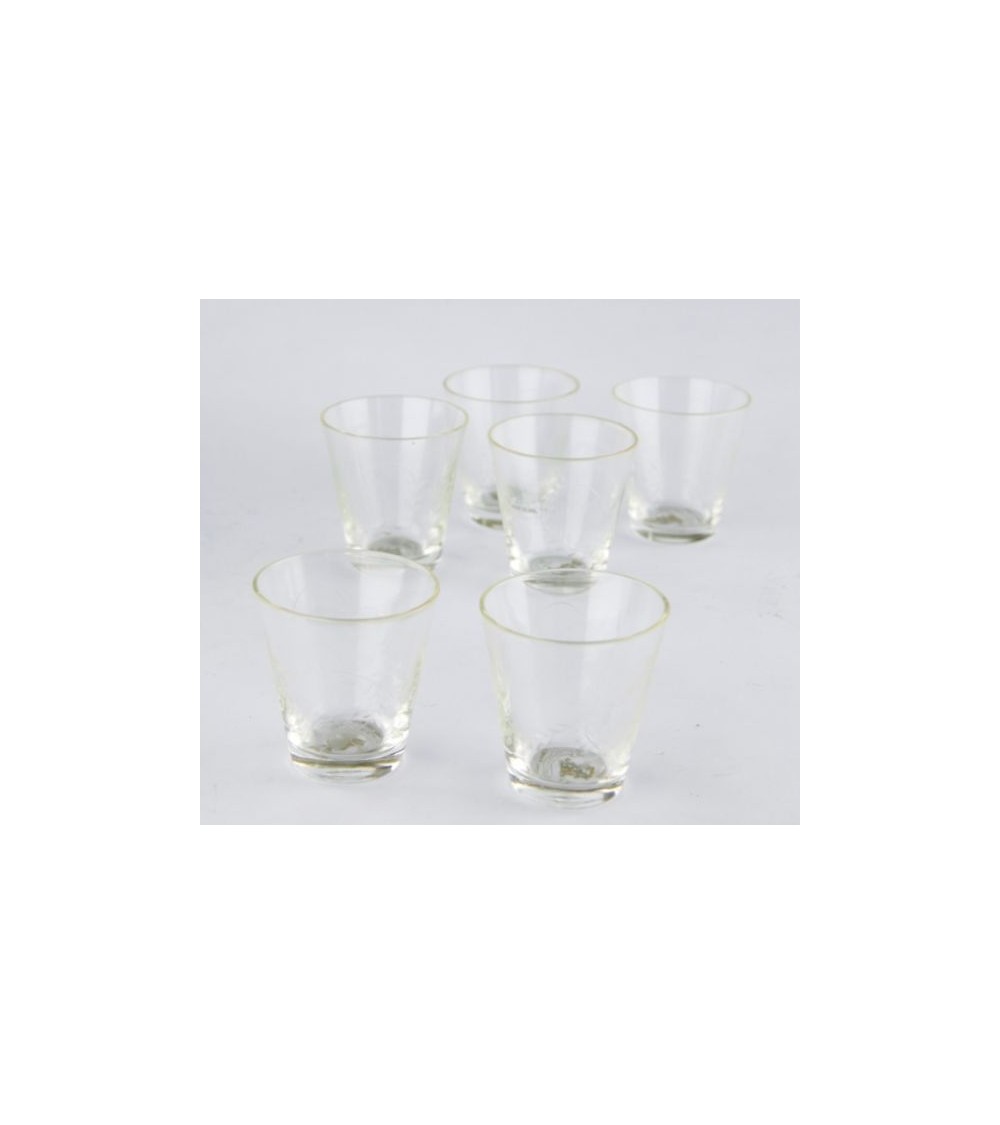 Set 6 Bicchieri Vino in Cristallo Trasparente Molato a Mano e Incisione Floreale  - Royal Family - 