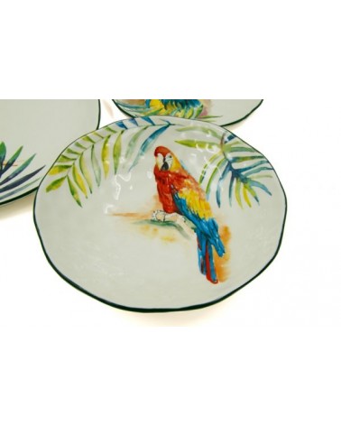 Servizio di Piatti in Porcellana "Jungle Parrot" 18 Pezzi - Royal Family - 