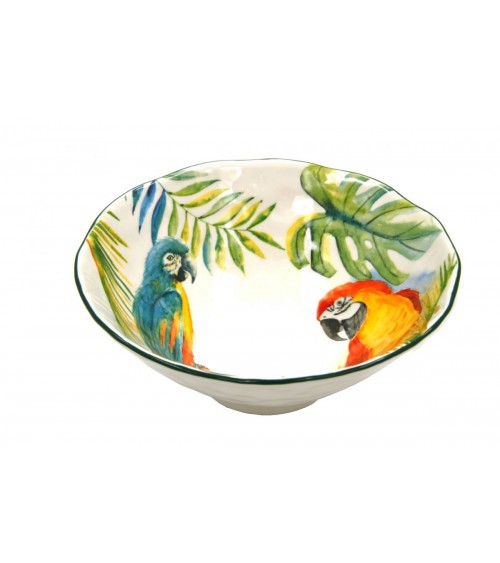 Porcelain Salad Bowl 2 Tropical Parrots - Royal Family -  - 