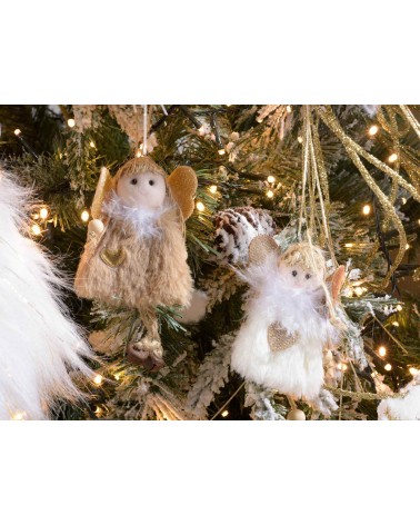 Christmas Decoration - 8 Long-legged Angels with Fur Dress -  - 