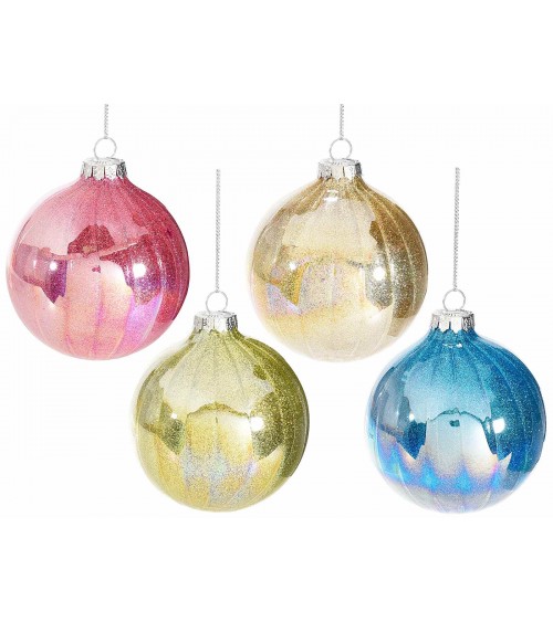 Christmas Decoration - Set of 12 Shiny Colored Glass Balls -  - 