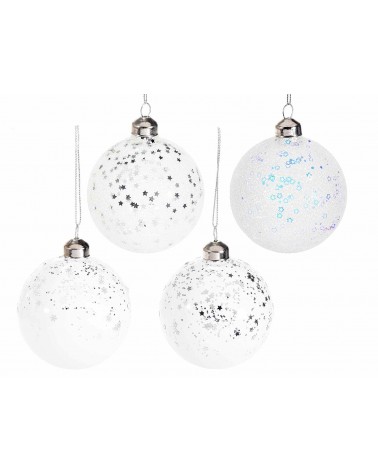 Christmas Decoration - Set of 12 Glass and Glitter Balls -  - 