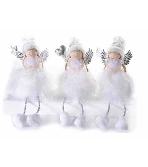 Christmas Decoration - 6 Longlegs fairies dressed in feathers -  - 
