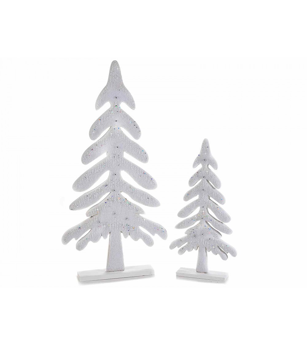 Set 2 Christmas Trees in Silver Wood - Christmas Decorations