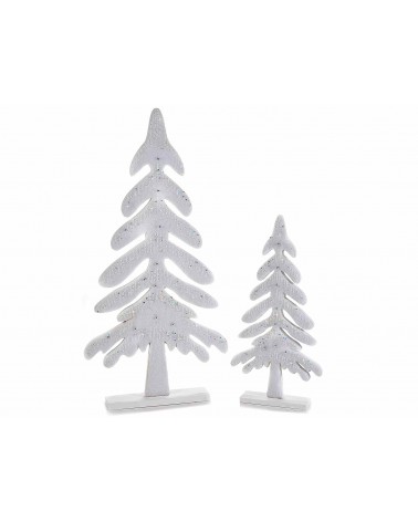 Set 2 Christmas Trees in Silver Wood - Christmas Decorations