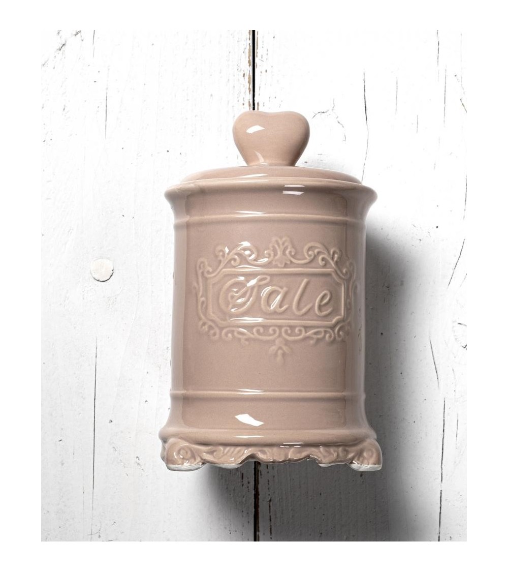 Salt Jar in Ceramic with Hermetic Cap - Pink -  - 
