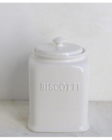 White Ceramic Biscuit Jar with Hermetic Cap -  - 