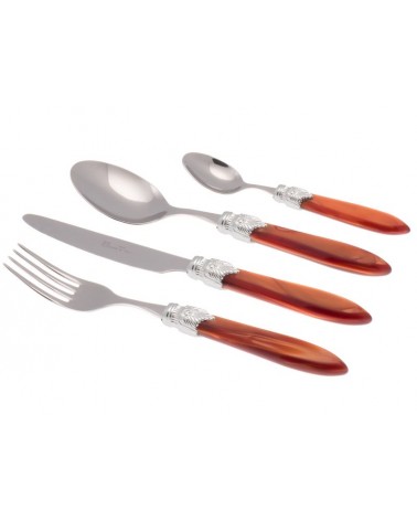 Laura Argento Ménagère 24 Pièces Couverts Colorés - Rivadossi Sandro - orange nacré