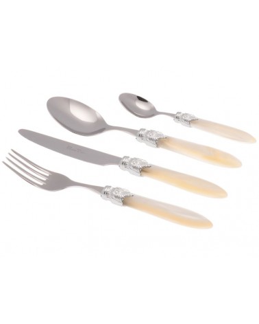 Laura Argento Ménagère 24 Pièces Couverts Colorés - Rivadossi Sandro - ivoire nacré