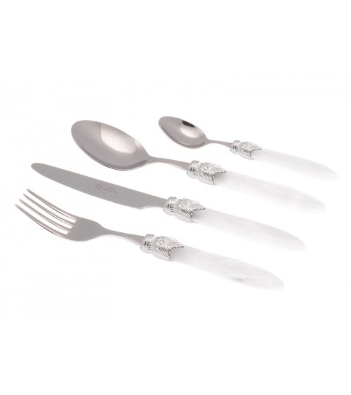 Laura Argento Set 24 Pieces Colored Cutlery - Rivadossi Sandro - pearly white