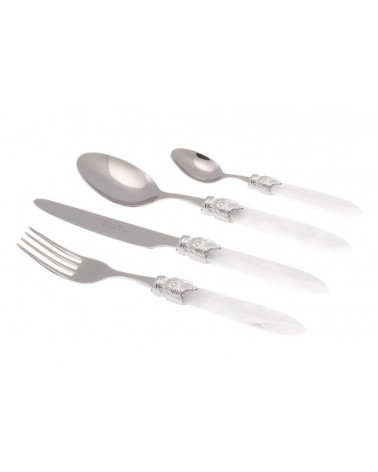 Laura Argento Set 24 Pieces Colored Cutlery - Rivadossi Sandro - pearly white