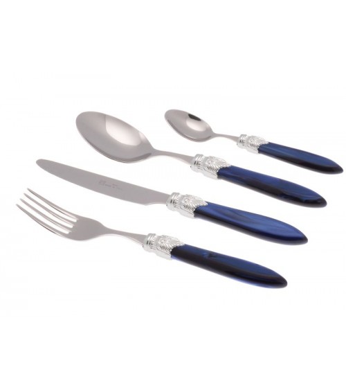 Laura Argento Set 24 Pieces Colored Cutlery - Rivadossi Sandro - pearly blue