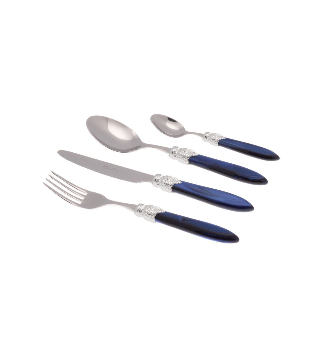 Laura Argento Set 24 Pieces Colored Cutlery - Rivadossi Sandro - pearly blue