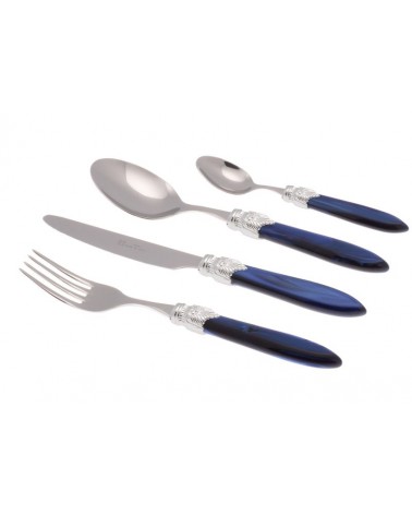 Laura Argento Set 24 Pieces Colored Cutlery - Rivadossi Sandro - pearly blue