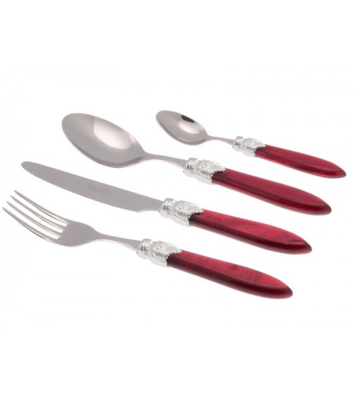 Laura Argento Set 24 Pieces Colored Cutlery - Rivadossi Sandro - pearly burgundy