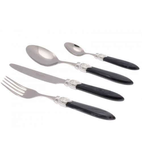 Laura Argento Set 24 Pieces Colored Cutlery - Rivadossi Sandro - pearly black