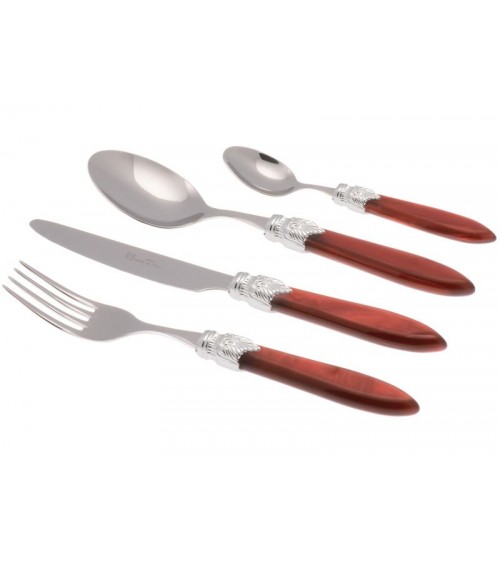 Laura Argento Set 24 Pieces Colored Cutlery - Rivadossi Sandro - pearly red