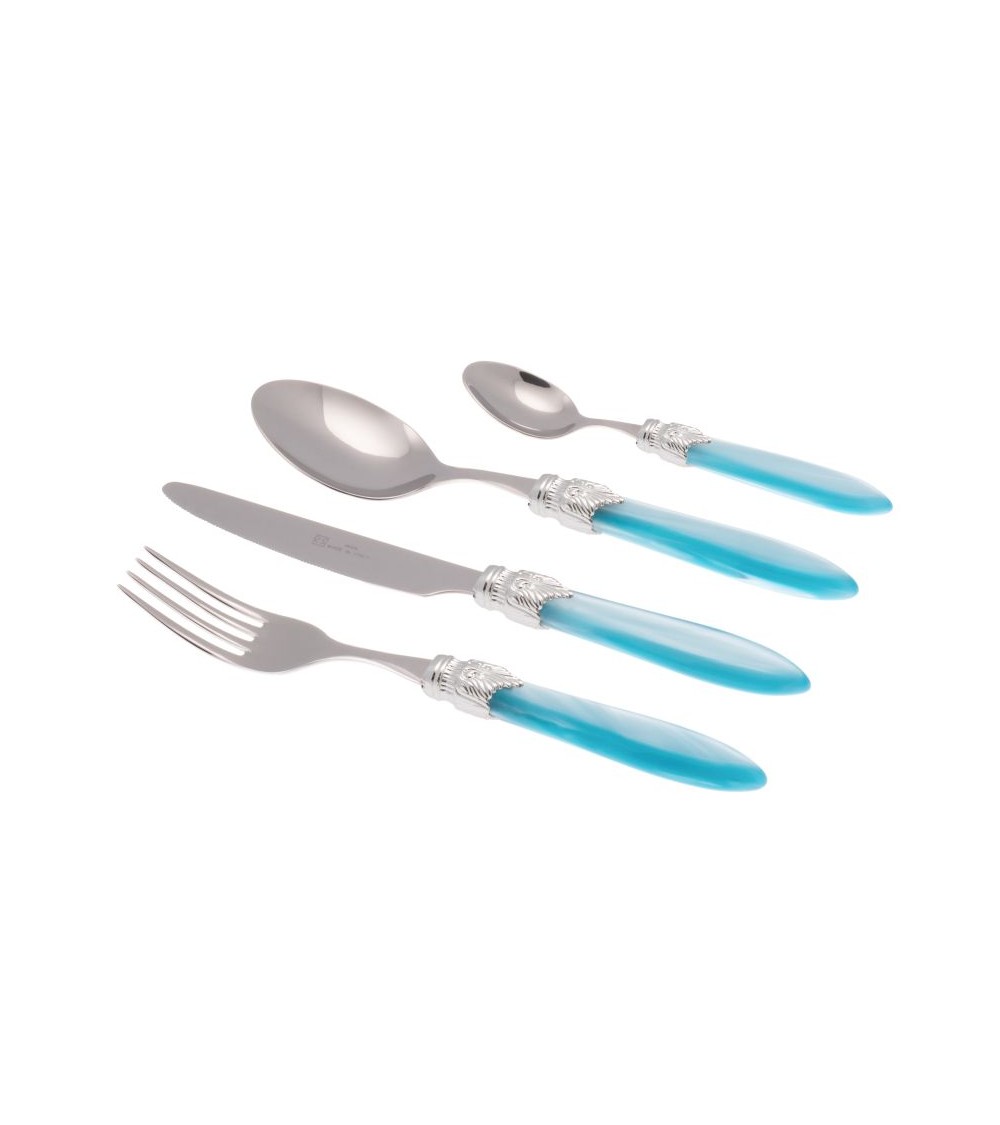 Laura Argento Ménagère 24 Pièces Couverts Colorés - Rivadossi Sandro - bleu nacré