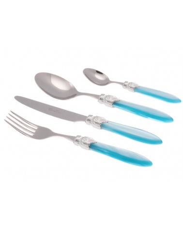 Laura Argento Ménagère 24 Pièces Couverts Colorés - Rivadossi Sandro - bleu nacré