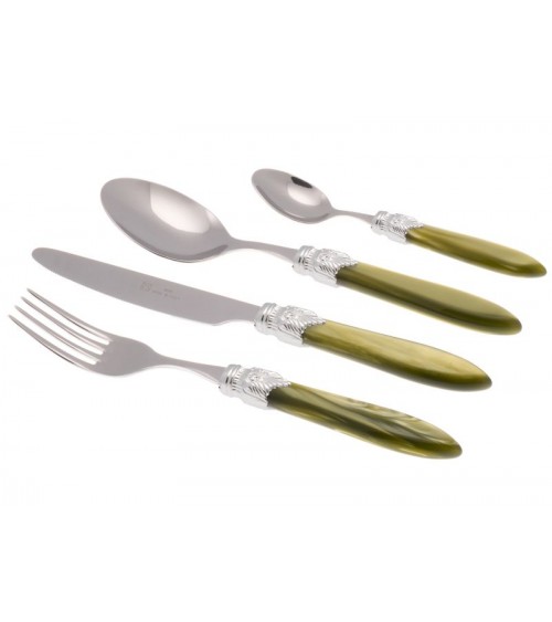Laura Argento Set 24 Pieces Colored Cutlery - Rivadossi Sandro - pearly olive green